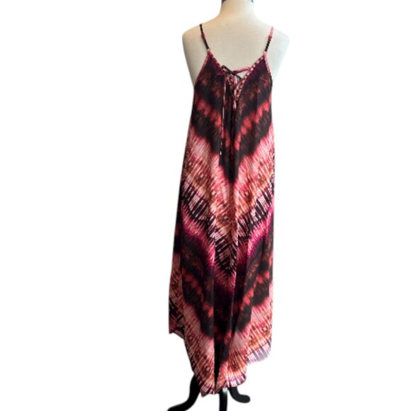 Prana Red Tie Dye Lace Back Tank Dress - Picture 4 of 11